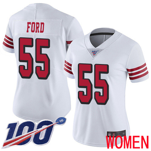San Francisco 49ers Limited White Women Dee Ford NFL Jersey #55 100th Season Rush Vapor Untouchable